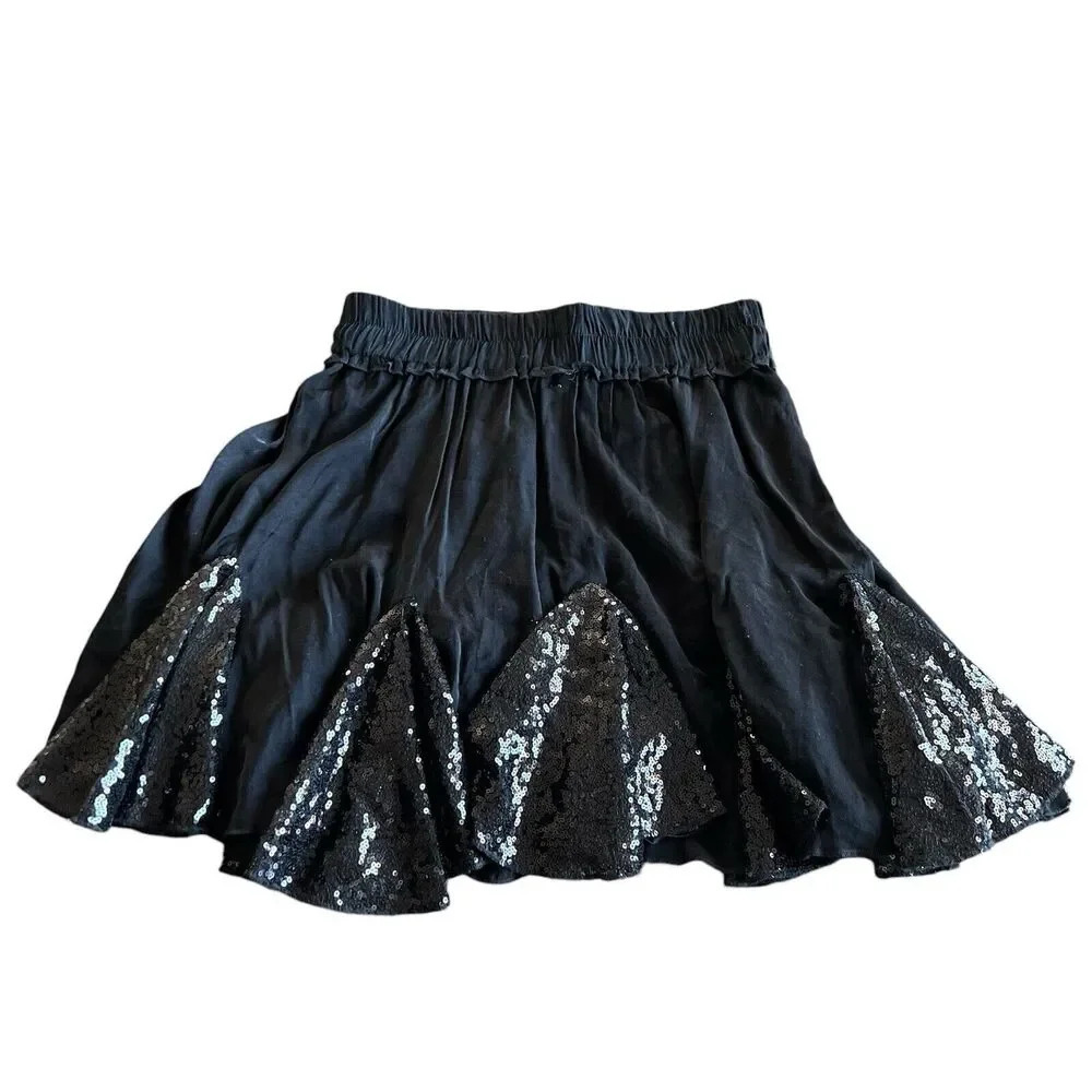 NWOT Oddy Black Sequence Mini Skirt Fairy Goth Whimsical Goth Size Medium